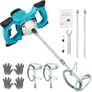 NorthSpoor Electric Handheld Cement Mixer, Portable Mortar Mixer,110V Handheld Mud Mixer for Motar,2600W Electric Concrete Mixer with 6 Speed,Paint, Grout, Plaster, Thinset,Fodder Stirring Tool(Blue)