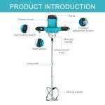 NorthSpoor Electric Handheld Cement Mixer, Portable Mortar Mixer，110V Handheld Mud Mixer for Motar,2600W Electric Concrete Mixer with 6 Speed,Paint, Grout, Plaster, Thinset,Fodder Stirring Tool（Blue）