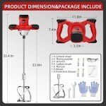 2100W Portable Electric Concrete Mixer with 6 Speeds