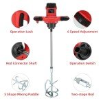 2300W Handheld Electric Concrete Mixer with 6 Speeds