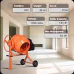Portable 5.0 Cu Ft Electric Cement Mixer