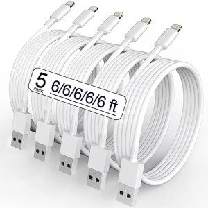 5-Pack 6FT Apple MFi Lightning Charging Cables