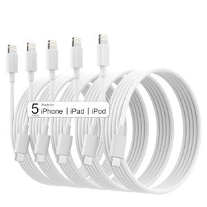 USB C to Lightning Cable, iPhone Charger Fast Charging [Apple MFi Certified] 5Pack 6FT Long Lightning Cable Fast Charging iPhone Charger Cord for iPhone 14 13 12 11 Pro Max XR XS X 8 7 6 Plus SE, iPad