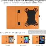 Universal Case for 9 Inch / 10 Inch Tablet, Stand Folio Protective Case for 10.1 Inch Touch Screen, with Adjustable Silicone Strap and Stand, Black