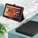 Fintie Folio Case for All-New Amazon Fire HD 10 and 10 Plus Tablet (13th/11th Generation, 2023/2021 Release) 10.1" - Slim Fit Standing Cover with Auto Sleep/Wake, Black