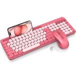 Retro Wireless Keyboard and Mouse Combo - Pink