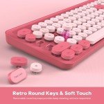 Retro Wireless Keyboard and Mouse Combo - Pink