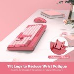 Retro Wireless Keyboard and Mouse Combo - Pink