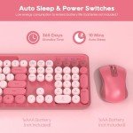 Retro Wireless Keyboard and Mouse Combo - Pink
