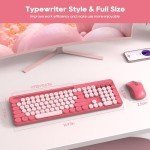 Retro Wireless Keyboard and Mouse Combo - Pink
