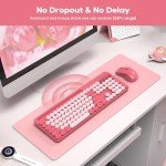 Retro Wireless Keyboard and Mouse Combo - Pink