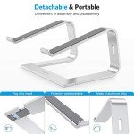 OMOTON Laptop Stand, Detachable Laptop Mount, Aluminum Laptop Holder Stand for Desk, Compatible with MacBook Air/Pro, Dell, HP, Lenovo and All Laptops (11-16 inch), Silver