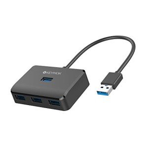 KEYMOX 4-Port USB 3.0 Hub - Compact Black