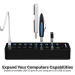 SABRENT 10-Port USB 3.0 Hub with Power Switches