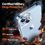 TAURI for iPhone 15 Case, [3 in 1] 1X Clear Case [Not-Yellowing] with 2X Screen Protector, [15 FT Military Grade Drop Protection] Shockproof Slim Phone Case for iPhone 15