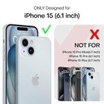 TAURI for iPhone 15 Case, [3 in 1] 1X Clear Case [Not-Yellowing] with 2X Screen Protector, [15 FT Military Grade Drop Protection] Shockproof Slim Phone Case for iPhone 15