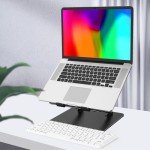 Gogoonike Adjustable Laptop Stand for Desk, Metal Foldable Laptop Riser, Portable Laptop Holder Mount, Ventilated Cooling Computer Notebook Stand Compatible with 10-15.6” Laptops