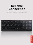 Lenovo 300 Wired Ergonomic USB Keyboard - Black