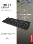 Lenovo 300 Wired Ergonomic USB Keyboard - Black