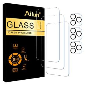 Ailun 3 Pack Screen Protector for iPhone 14 Pro [6.1 inch] + 3 Pack Camera Lens Protector,Sensor Protection,Dynamic Island Compatible,Case Friendly Tempered Glass Film,[9H Hardness] - HD