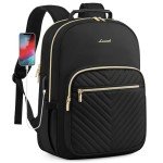 Quilted Laptop Backpack with USB Port for Women