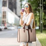 Missnine Women's Leather Laptop Tote Bag 15.6