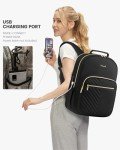Quilted Laptop Backpack with USB Port for Women