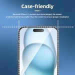 NEW'C 3 Pack Designed for iPhone 16, iPhone 15, iPhone 15 Pro (6.1 inches) Screen Protector Tempered Glass,Case Friendly Ultra Resistant