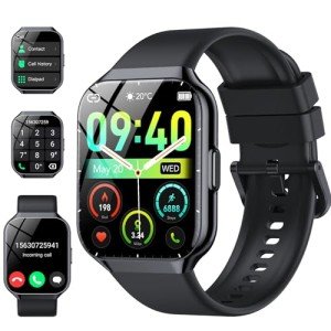 Smart Watch for Men Women, 1.96" Smartwatch (Answer/Make Call), IP68 Waterproof Fitness Tracker, 112+ Sport Modes, Heart Rate and Sleep Monitor, Pedometer, Smartwatches for Android iOS, Black​