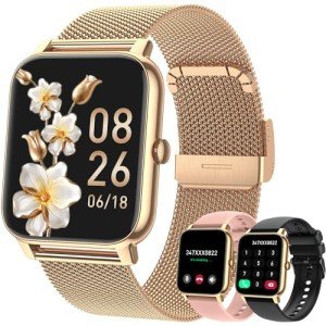 Gold Smart Watch for Women Fitness Tracker