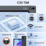 COLORROOM 10" Android 14 Tablet, 10GB RAM, 64GB Storage