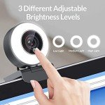 Angetube 1080P HD Webcam with Ring Light & Mic