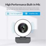 Angetube 1080P HD Webcam with Ring Light & Mic