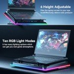 RGB Gaming Laptop Cooling Pad with Adjustable Height