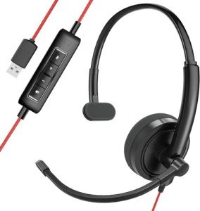 HROEENOI USB Wired Headset with Noise-Cancelling Mic