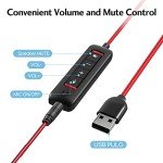 HROEENOI USB Wired Headset with Noise-Cancelling Mic
