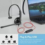 HROEENOI USB Wired Headset with Noise-Cancelling Mic