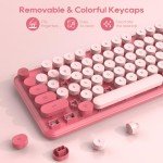 Retro Wireless Keyboard and Mouse Combo - Pink