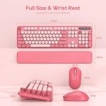 Retro Wireless Keyboard and Mouse Combo - Pink