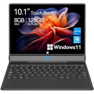 ADREAMER Windows 11 Tablet with Keyboard 10.1“: 8GB+128GB Tablet PC, Intel Celeron N4120 2.6Hz, 2.4G+5G WiFi, 4000mAh Battery Tablet 2 in 1 with Docking Keyboard