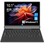 ADREAMER Windows 11 Tablet with Keyboard 10.1“: 8GB+128GB Tablet PC, Intel Celeron N4120 2.6Hz, 2.4G+5G WiFi, 4000mAh Battery Tablet 2 in 1 with Docking Keyboard
