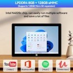 ADREAMER Windows 11 Tablet with Keyboard 10.1“: 8GB+128GB Tablet PC, Intel Celeron N4120 2.6Hz, 2.4G+5G WiFi, 4000mAh Battery Tablet 2 in 1 with Docking Keyboard