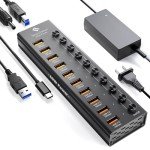 10-Port USB 3.2 Hub with LED Switches
