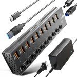 10-Port USB 3.2 Hub with LED Switches