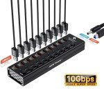 10-Port USB 3.2 Hub with LED Switches