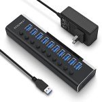 Rosonway 10-Port USB 3.0 Powered Hub with Switches