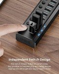 Rosonway 10-Port USB 3.0 Powered Hub with Switches