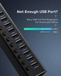 Rosonway 10-Port USB 3.0 Powered Hub with Switches