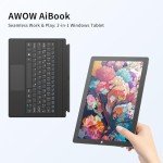 AWOW Windows Tablet with Keyboard 10.1", Detachable 2 in 1 Laptop Touchscreen Windows 11, 8GB RAM 256GB Storage, Intel Celeron N4120 2.6GHz, 2.4G+5G WiFi, Bluetooth, USB3.0, HDMI, Dual Camera