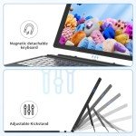 AWOW Windows Tablet with Keyboard 10.1", Detachable 2 in 1 Laptop Touchscreen Windows 11, 8GB RAM 256GB Storage, Intel Celeron N4120 2.6GHz, 2.4G+5G WiFi, Bluetooth, USB3.0, HDMI, Dual Camera